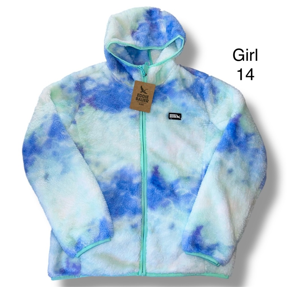 NWT EDDIE BAUER KIDS QUEST FLEECE PLUSH HOODED JACKET SIZE L -14